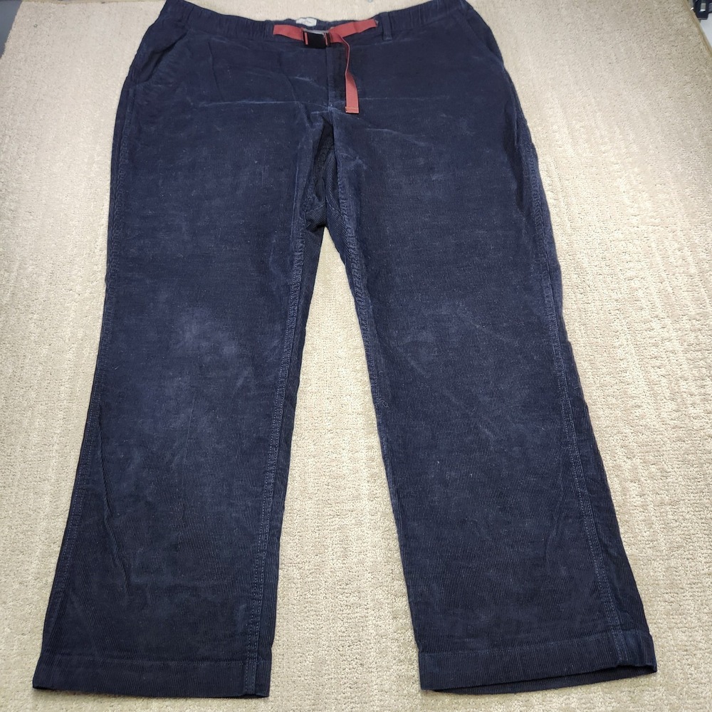 J Crew Corduroy Pants Men XXL Elastic Waist Belted Gorpcore Blue Stretch Outdoor